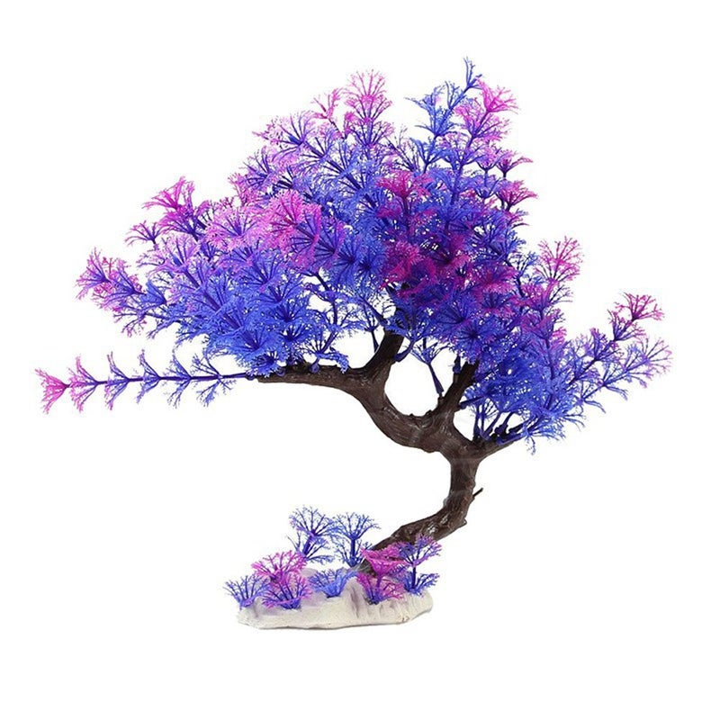 JDYYICZ Aquarium Plant Plastic Fish Tank Plant Decorative Artificial Underwater Grass, Blue Purple - Image 1